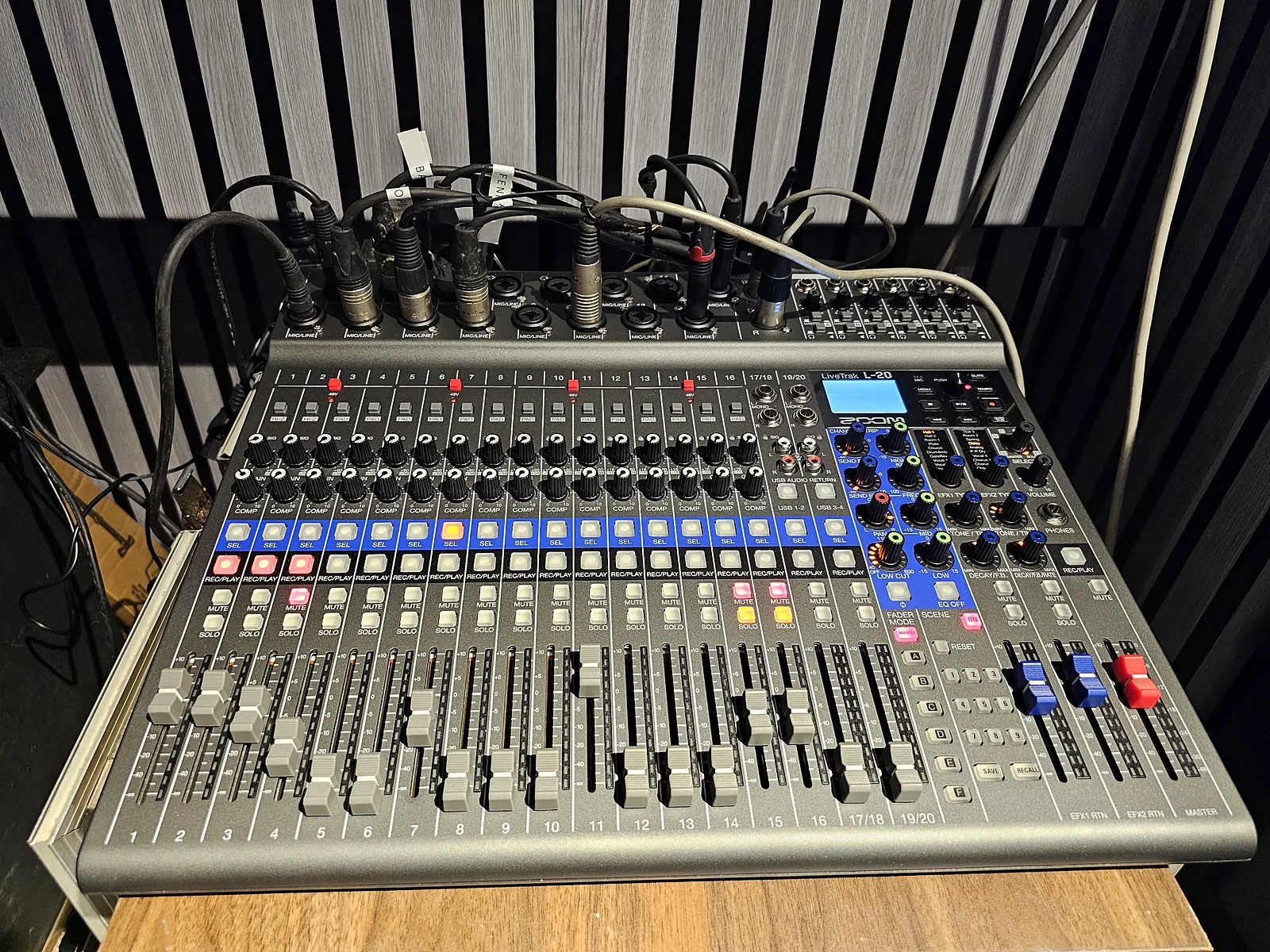 Zoom LiveTrak L-20 digital mixer in the studio
